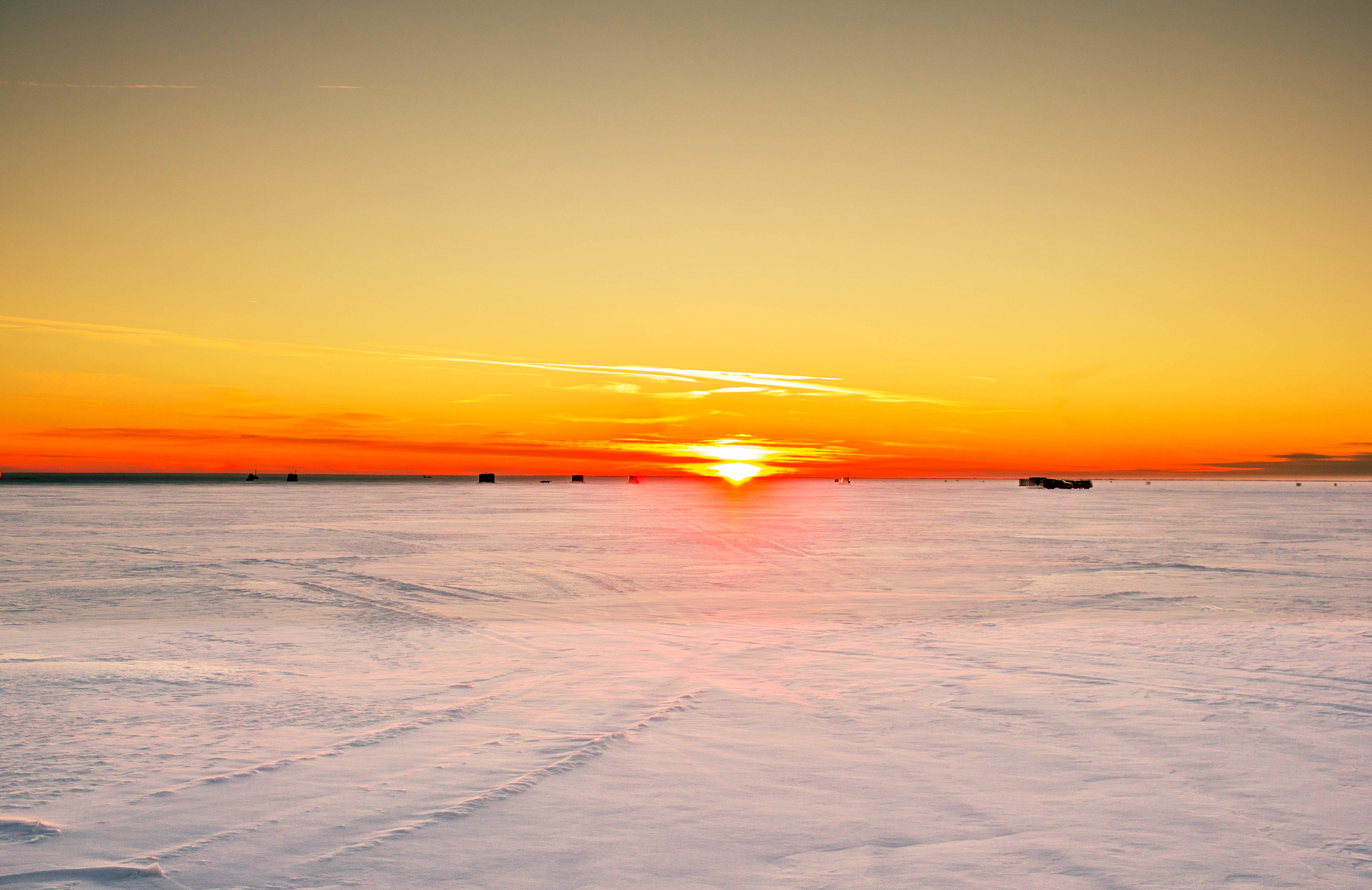 Sunset on Icy lake