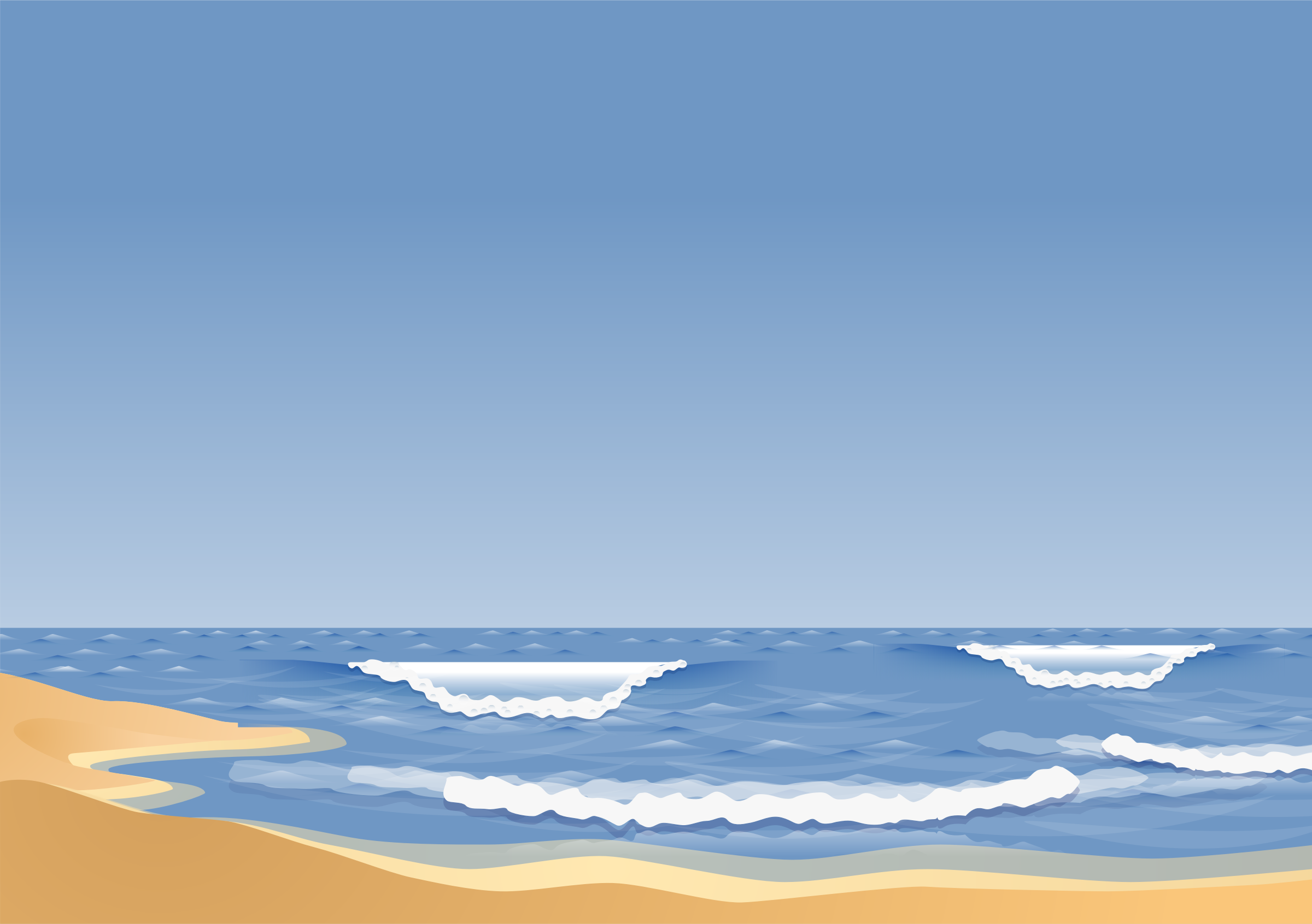 Sandy Beach With Waves Vector Clipart Image Free Stock Photo Public