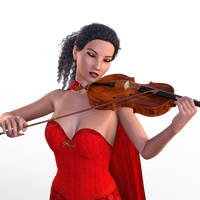 Woman in Red Dress playing violin 3d model