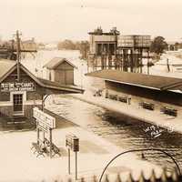 Maitland railway station in Flood, 1930 in New South Wales, Australia