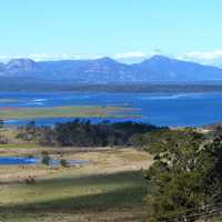 Moulting Lagoon and Great Oyster Bay in Tasmania, Australia