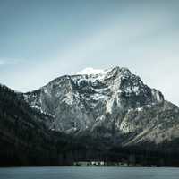 Snow-capped mountain at Langbathsee, Austria