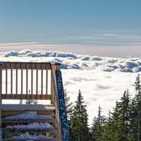 Looking at the clouds from the balcony of Grouse Mountain
