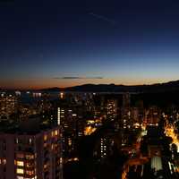 Night Time Cityscape of Vancouver, British Columbia, Canada