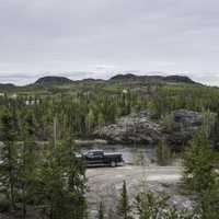 Cars parked on the Ingraham Trail by Tibbit Lake