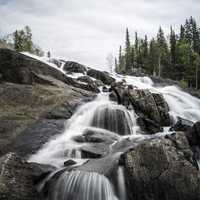 Looking at the top of Cameron Falls in Ingraham Trail