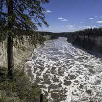 Landscape of the Gorge downstream on the Hay River