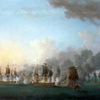 Painting of Naval Battle of Sydney Mines in Nova Scotia