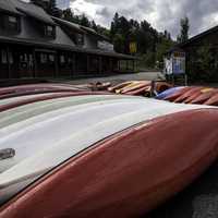 Canoes for rent at Algonquin Provincial Park, Ontario