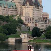 Château Laurier seen from across the Ottawa river, Ontario, Canada