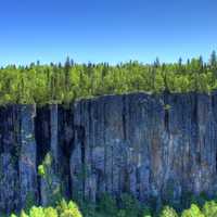 Trees on the canyon wall at Ouimet Canyon, Ontario, Canada