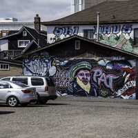 Graffiti Art on the wall in Downtown and Old town in Thunder Bay, Ontario, Canada