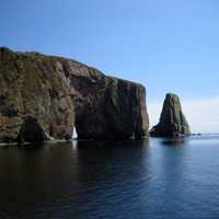 Perce Rock and landscape in Quebec, Canada