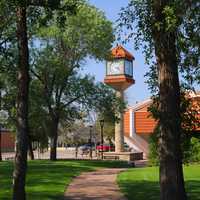 Library Clock as Seen from Central Park in North Battleford, Saskatchewan