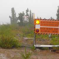 Road sign on Dempster Highway, Eagle Plains in the Yukon Territory
