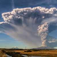 Giant smoke cloud from Volcano in Chile