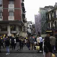 Crowds of people on the streets of Macau