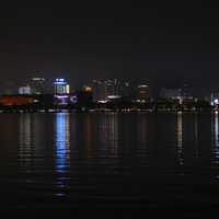 Hangzhou Skyline at night from West lake