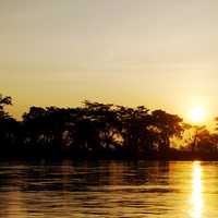 Sunset over the Magdalena River in Colombia