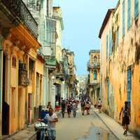 Streets with people in Havana, Cuba