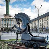Sculpture of the city's horse emblem in Ostrava, Czech Republic