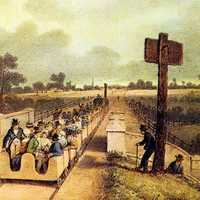 Inaugural journey of the Liverpool and Manchester Railway in 1830 in England