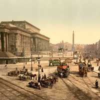 Lime Street, Liverpool, in the 1890s with  St.George's Hall in England