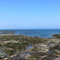 Seahouses foundations on the coastline of England