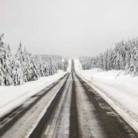National road 20 in Kuusamo, Finland in winter