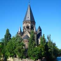 Protestant church Temple Neuf on the Moselle river in Metz, France