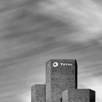 The Total Tower, La Défense, Paris black and white