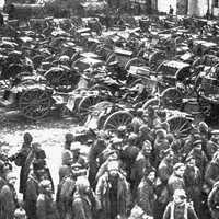 Russian prisoners and guns captured at Tannenberg during World War I
