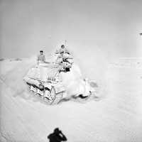 British Grant tank moving up to the front during Second Battle of El Alamein, World War II