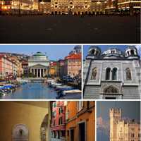 Collage of Trieste with landmarks in Italy