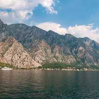 Mountain landscape on the shoreline in Montenegro
