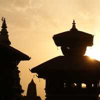 Temple in Kathmandu in the Sunset in Nepal
