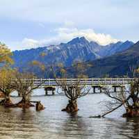 Glenorchy Wharf with mountains landscape