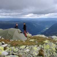 Couple with tent in the Mountains in Norway