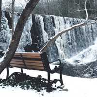 Bench overlooking the Snowy Waterfall