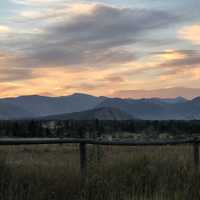 Landscapes at Dusk with mountains in the background