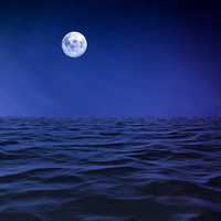 Moon over the ocean nightscape