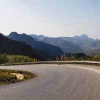 Road Bend landscape with mountains scenic