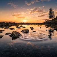 Sunset, water, and ripples landscape 