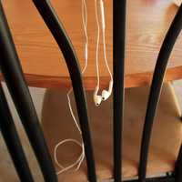 Headphones hanging on a chair