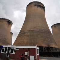 Large cooling towers of the nuclear power plant