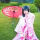 japanese-girl-wearing-pink-kimono-with-red-umbrella