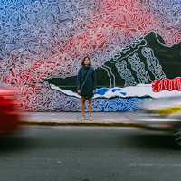 Wall Art and time-lapse of cars in Lima, Peru