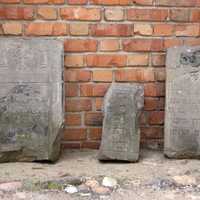 Remains of Jewish tombstones in Konin, Poland