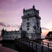 Tower at Dusk in Lisbon, Portugal