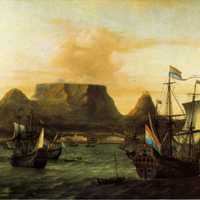 View of Table Bay with ship in Cape Town, South Africa